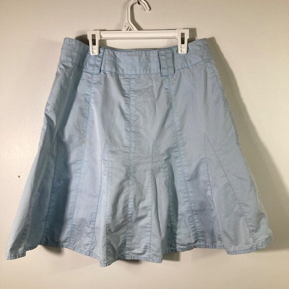 Womens Ann Taylor Loft Pleated Mermaid Mini Cotton Skirt Blue 6 - Picture 5 of 6